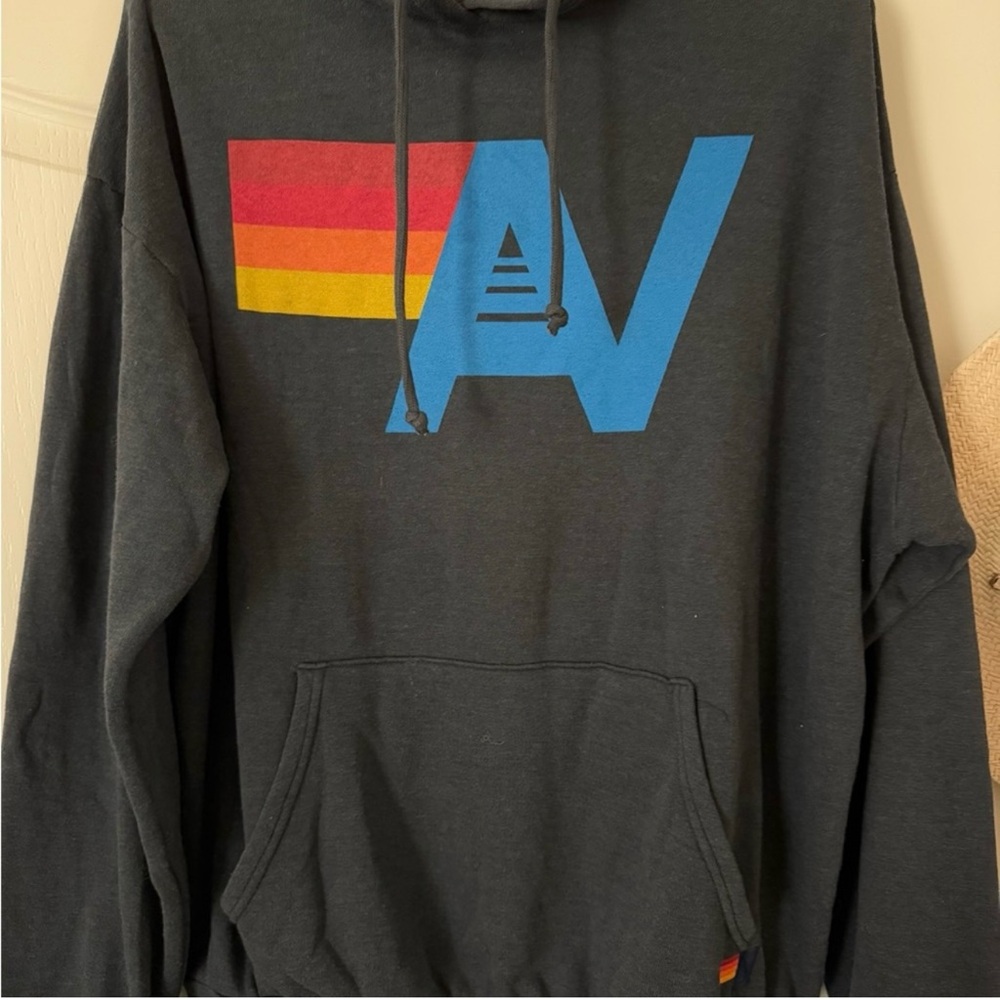 Aviator Nation Black Hoodie with Multicolor Logo